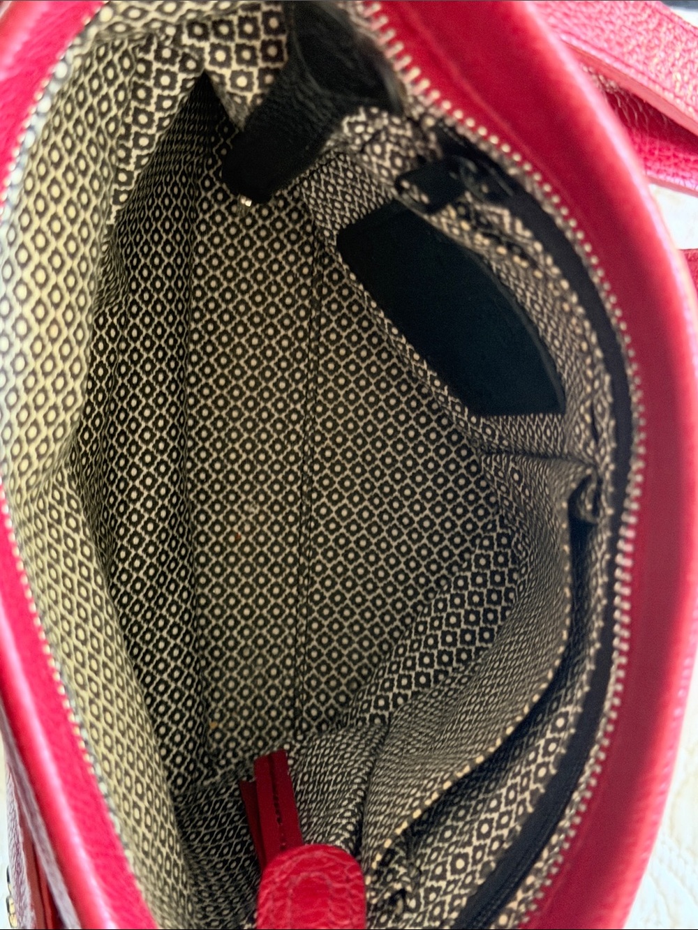 Brighton Deep Red Leather Studded Crossbody - Picture 3 of 6